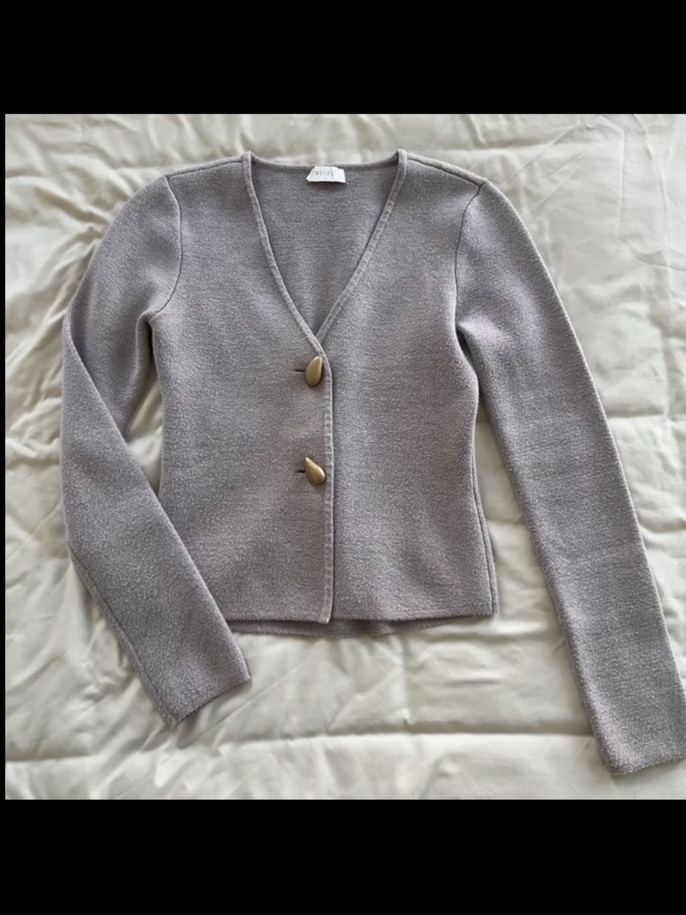 MESHKI Veda Statement Button Knit Cardigan in Taupe